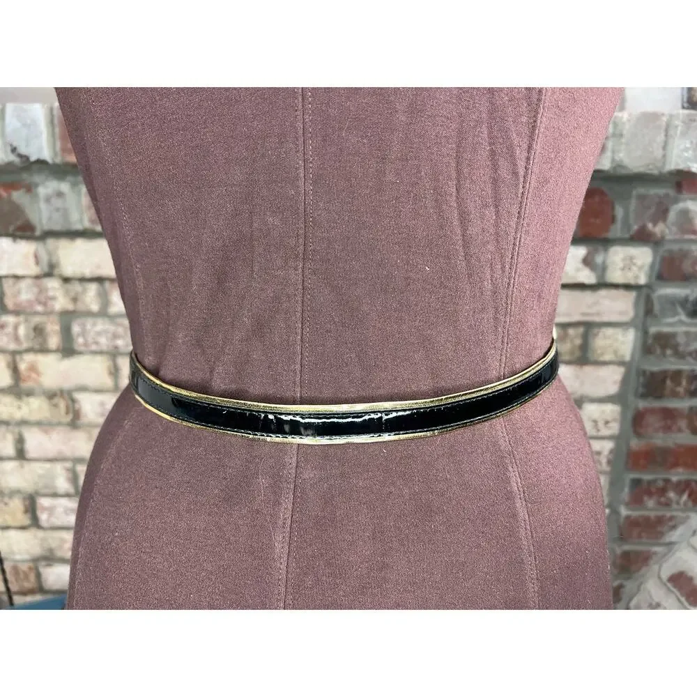 belt bow buckle black gold vegan leather